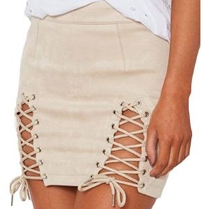 Suede Lace Up Skirt